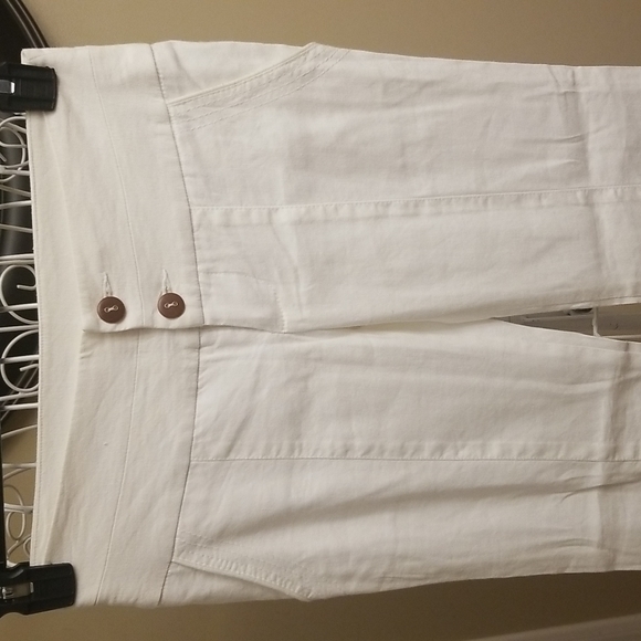 Bebe women's linen blend white pants - Picture 2 of 9